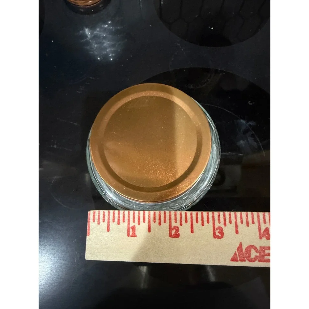 Set of 2 Diamond Textured Glass Jars with Copper Lids 5.5 Inch Storage Canisters